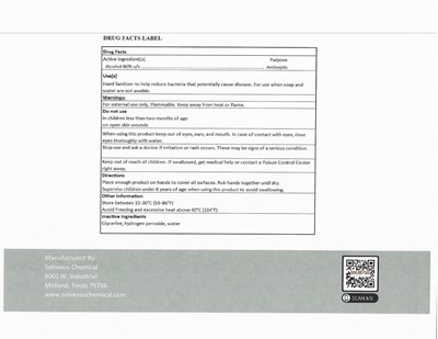 Alcohol 80% V/v Purpose: Antiseptic (Solnexus 1 Gal Back)